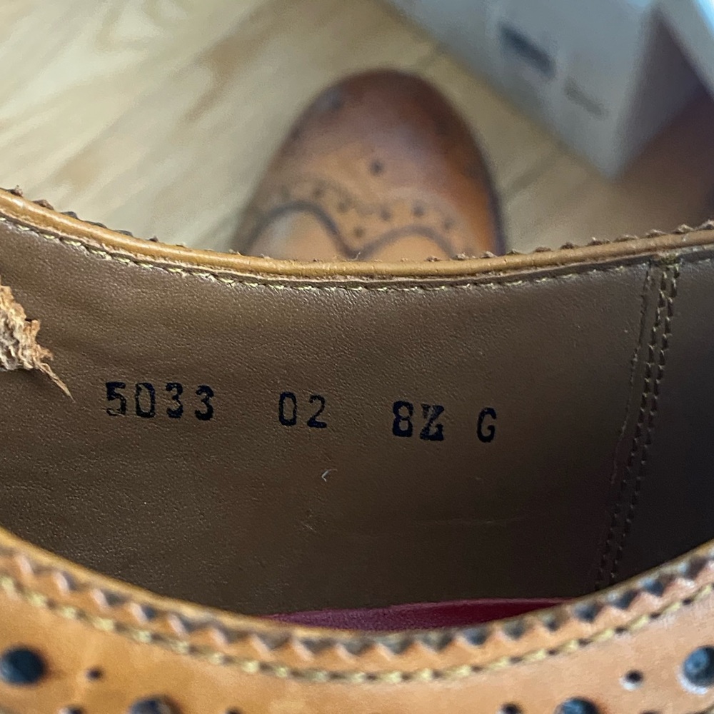 Grenson Stanley Tan Leather Brogue Shoes Men’s Size 9.5 - Picture 7 of 8